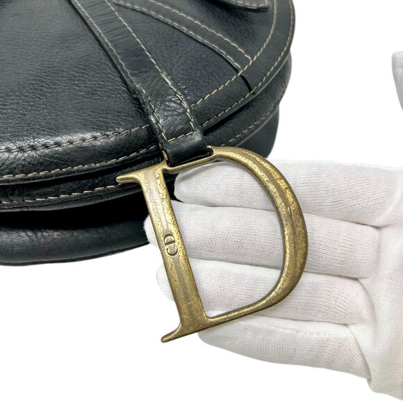 Christian Dior Vintage 2002 CD Logo Saddle Bag Baudrier Crossbody Black [105691] - Picture 10 of 16